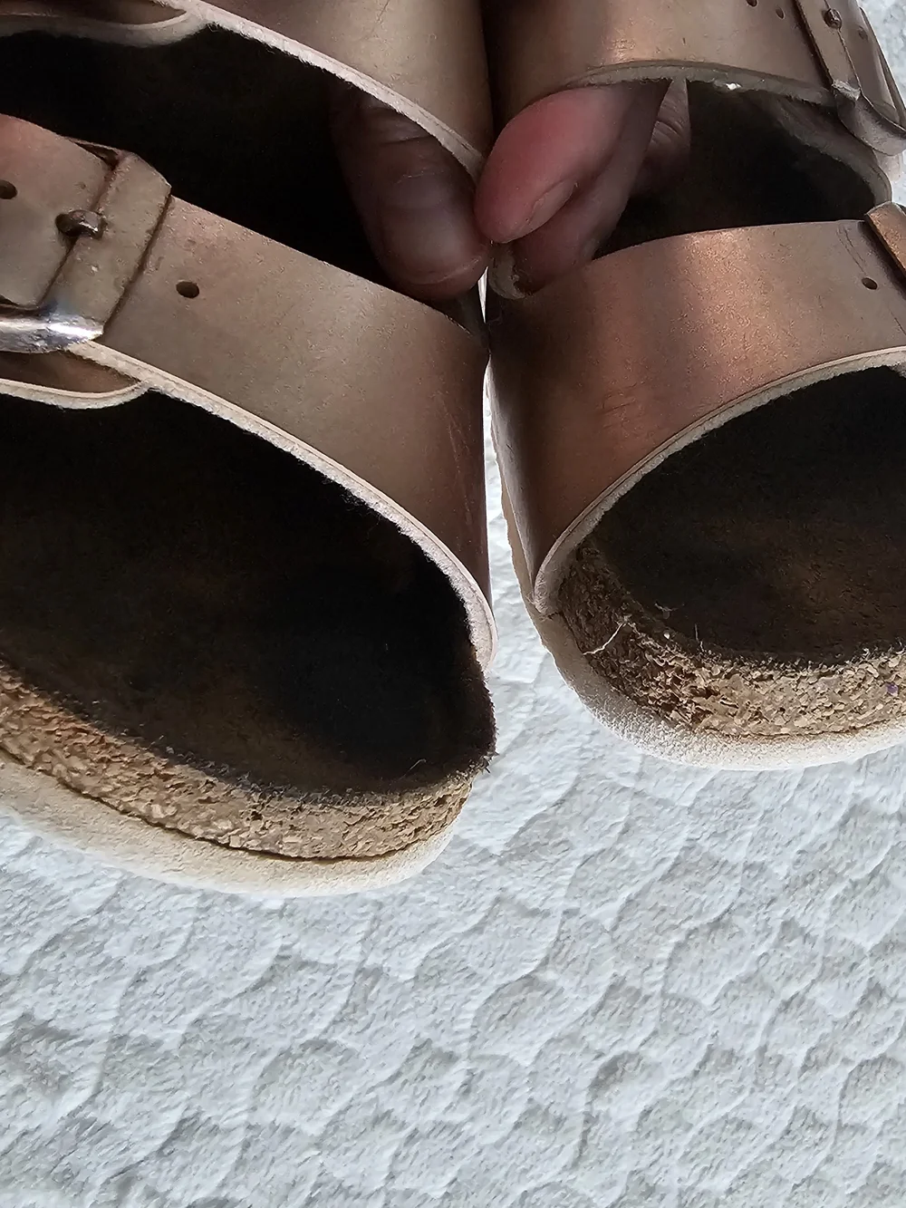 Birkenstock Kids Metallic Rose Gold Double-Buckle Slide Sandals